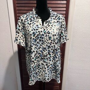 Tahari leopard print blouse